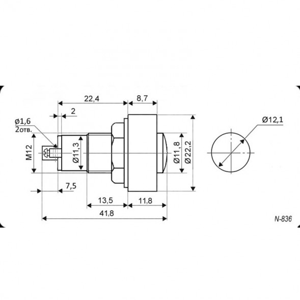 N-836-G 220VAC Индикаторная лампа в корпусе (зеленый)