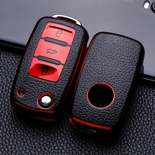 Чехол для ключа Volkswagen Polo, Tiguan, Passat, Golf, Jetta, Lavida, Skoda Octavia (Красный)