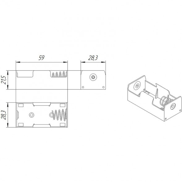 BH211 одна батарея C (BH617) Батарейный отсек на на проводе