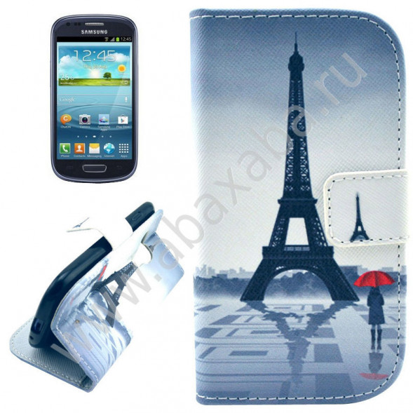 Чехол книжка для Samsung Galaxy S3 Mini i8190 (Эйфелева башня)