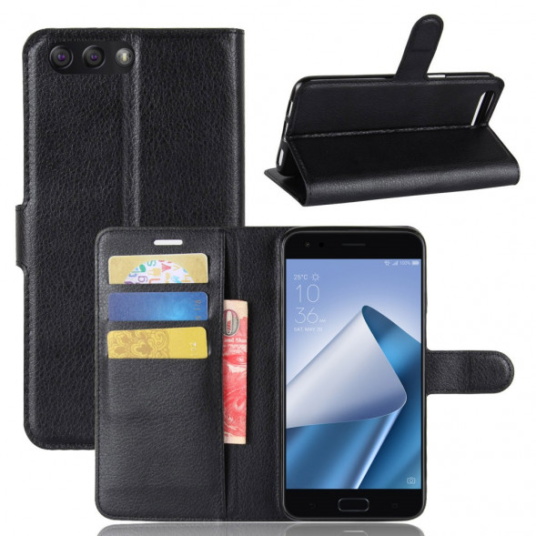 Чехол с визитницей для Asus ZenFone 4 ZE554KL (черный)