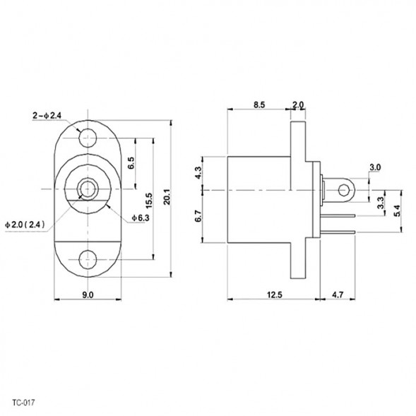 TC-017 2.4mm разъем питания на плату