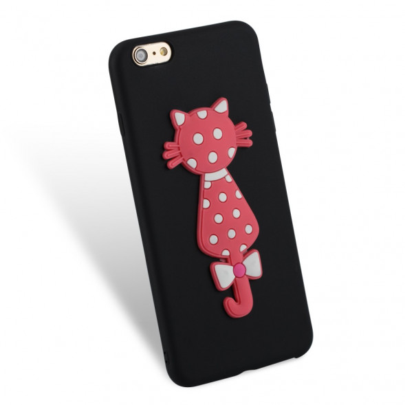 3D Чехол накладка с кошкой для iPhone 6 / 6S (черный)
