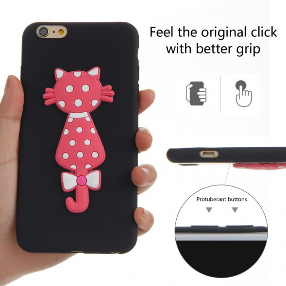 3D Чехол накладка с кошкой для iPhone 6 / 6S (черный)