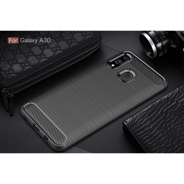 Чехол Carbon Fibre для Samsung Galaxy A30, A20 (черный)