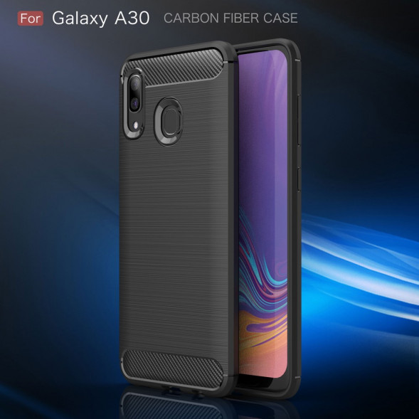 Чехол Carbon Fibre для Samsung Galaxy A30, A20 (черный)