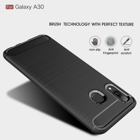 Чехол Carbon Fibre для Samsung Galaxy A30, A20 (черный)