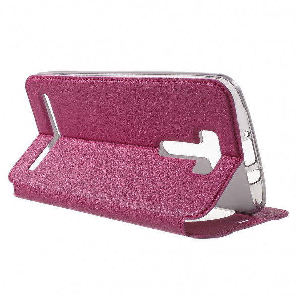 Чехол с окном информации для Asus Zenfone 2 Laser ZE601KL (Малиновый)
