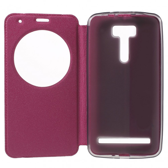 Чехол с окном информации для Asus Zenfone 2 Laser ZE601KL (Малиновый)