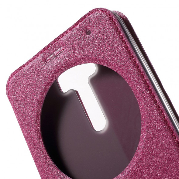 Чехол с окном информации для Asus Zenfone 2 Laser ZE601KL (Малиновый)