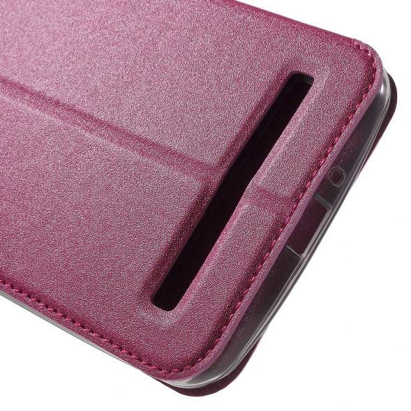 Чехол с окном информации для Asus Zenfone 2 Laser ZE601KL (Малиновый)