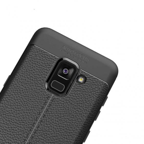 Чехол-накладка Litchi Grain для Samsung Galaxy A7 (2018), A8 Plus (2018) (черный)