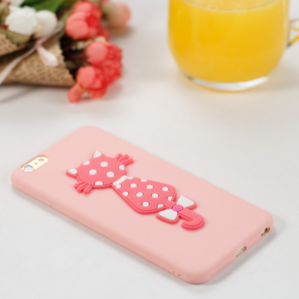 3D Чехол накладка с кошкой для iPhone 6 / 6S (розовый)
