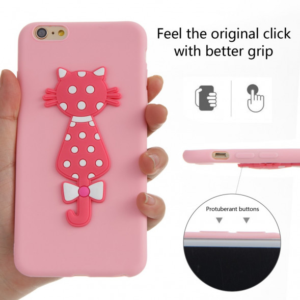 3D Чехол накладка с кошкой для iPhone 6 / 6S (розовый)