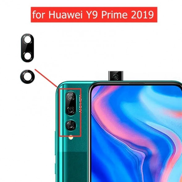 Стекло камеры для Huawei Y9 Prime 2019 (2 шт.) без рамки (черный)