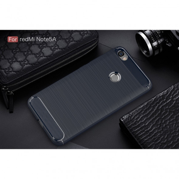 Чехол Carbon Fiber для Xiaomi Redmi Note 5A (темно-синий)