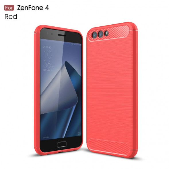 Чехол Carbon Fiber для Asus ZenFone 4 ZE554KL (красный)