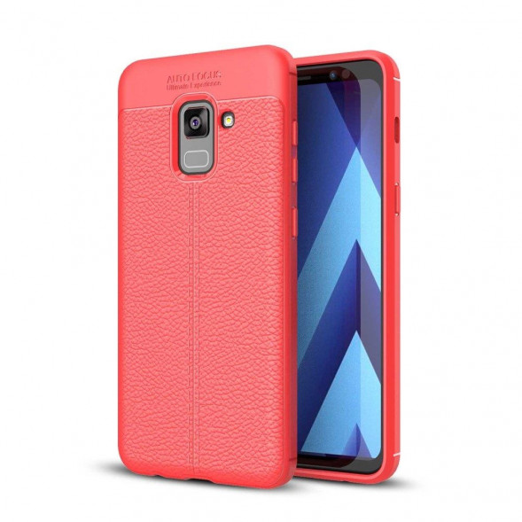 Чехол-накладка Litchi Grain для Samsung Galaxy A7 (2018), A8 Plus (2018) (красный)