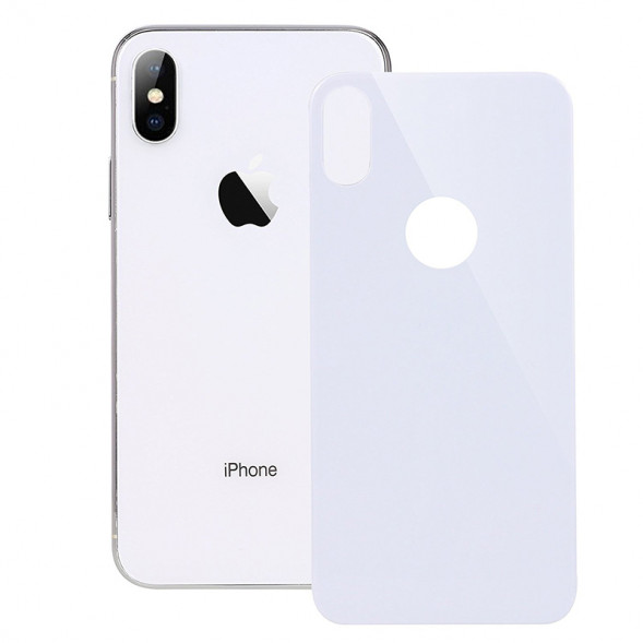 Стекло противоударное для iPhone X на заднюю крышку (белый) в техпаке