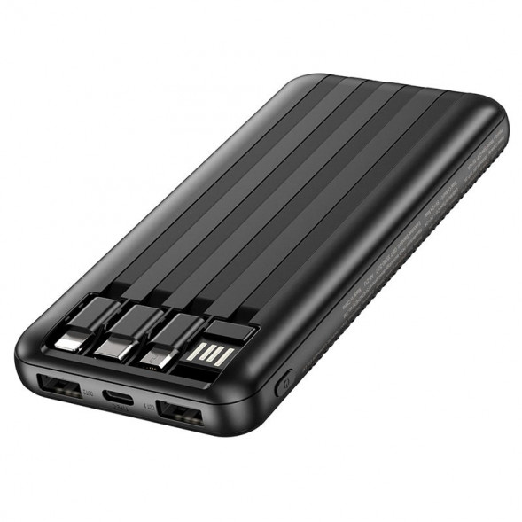 Портативный аккумулятор Borofone BJ20 10000mAh с проводами (Черный)
