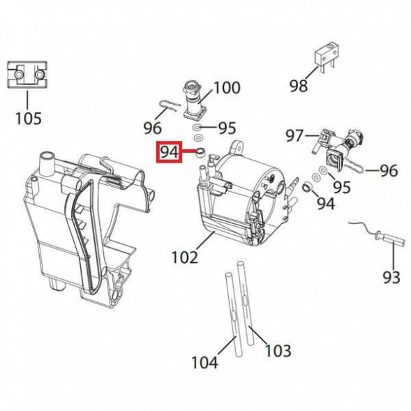 5332239300 Прокладка бойлера кофемашины DeLonghi 5х5,5х7,8мм