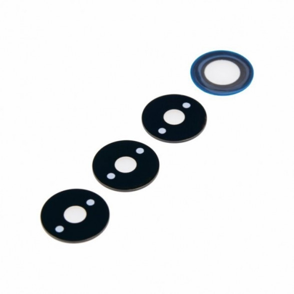 Стекло задней камеры для Realme 8, 8 Pro (комплект 4 шт.) (без рамки) (Черный)