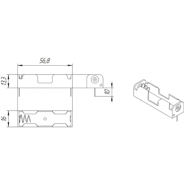 BH311 Батарейный отсек АА х1 на плату