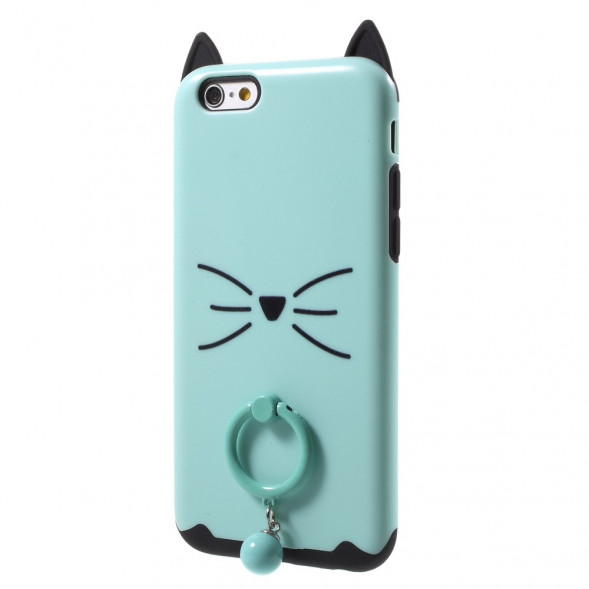 Чехол Moustach Cat с кольцом для iPhone 6, 6s (зеленый)