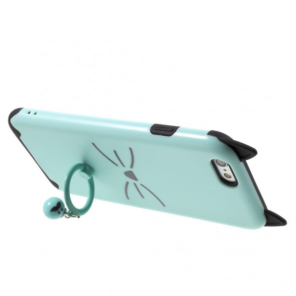 Чехол Moustach Cat с кольцом для iPhone 6, 6s (зеленый)