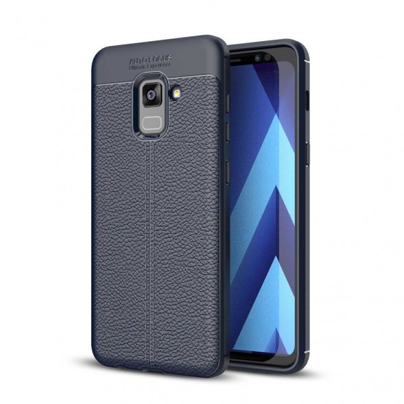 Чехол-накладка Litchi Grain для Samsung Galaxy A7 (2018), A8 Plus (2018) (синий)