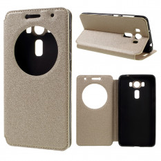 Песочный чехол с окном информации для ASUS ZenFone 3 Deluxe ZS550KL (Золотистый)