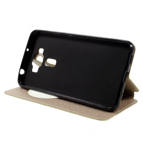 Песочный чехол с окном информации для ASUS ZenFone 3 Deluxe ZS550KL (Золотистый)