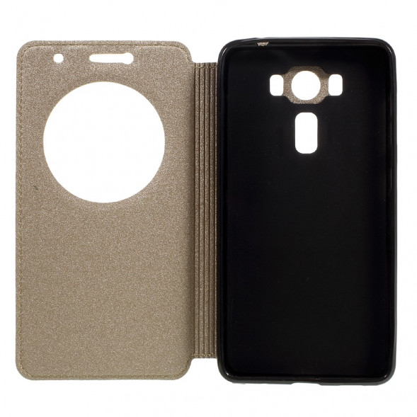 Песочный чехол с окном информации для ASUS ZenFone 3 Deluxe ZS550KL (Золотистый)