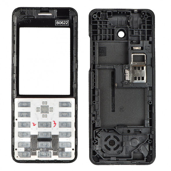 Корпус для Nokia 206 с клавиатурой (черный)