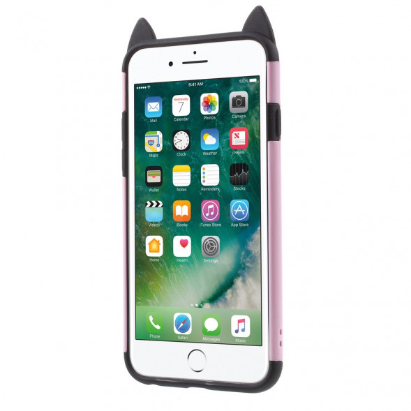 Чехол Moustach Cat с кольцом для iPhone 6, 6s (розовый)