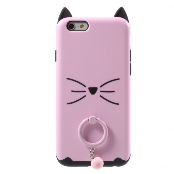 Чехол Moustach Cat с кольцом для iPhone 6, 6s (розовый)