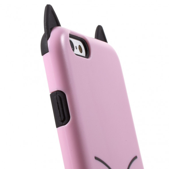 Чехол Moustach Cat с кольцом для iPhone 6, 6s (розовый)
