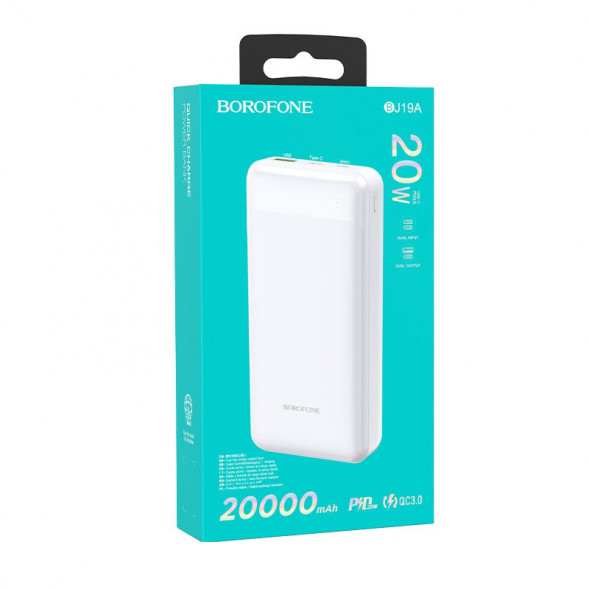 Портативный аккумулятор Borofone BJ19A Incredible PD20W QC3.0 20000mAh (Белый)