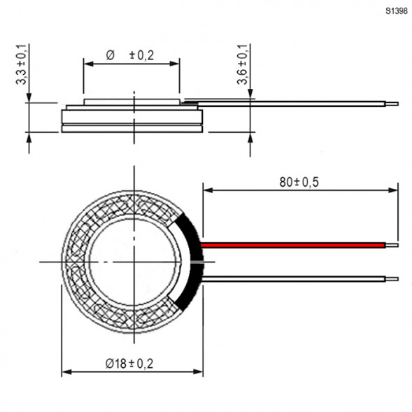 S1398 Динамик с проводами