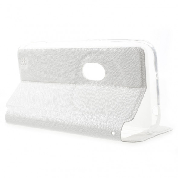 Чехол книжка с окном информации для Asus Zenfone Zoom ZX551ML, ZX550ML (Белый)