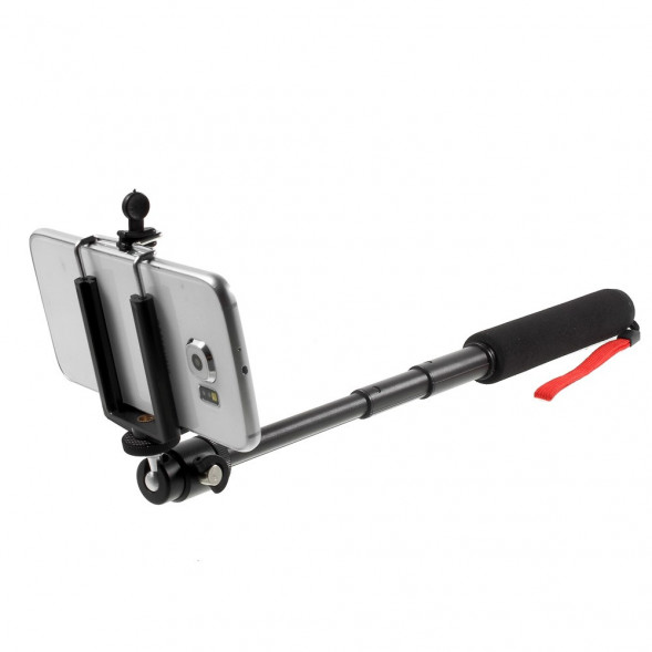 Выдвижная селфи палка - монопод с адаптером для штатива камеры GoPro Hero и зажимом для iPhone 6, Samsung S6