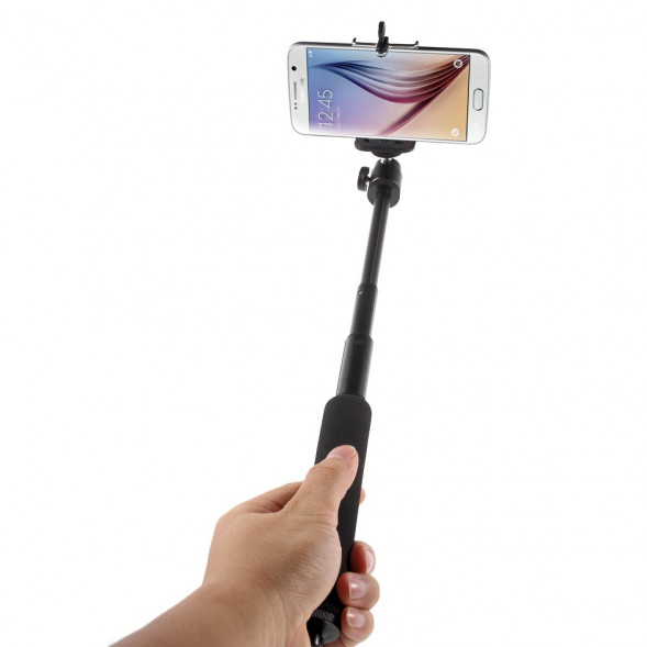 Выдвижная селфи палка - монопод с адаптером для штатива камеры GoPro Hero и зажимом для iPhone 6, Samsung S6