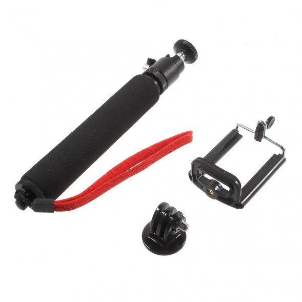 Выдвижная селфи палка - монопод с адаптером для штатива камеры GoPro Hero и зажимом для iPhone 6, Samsung S6