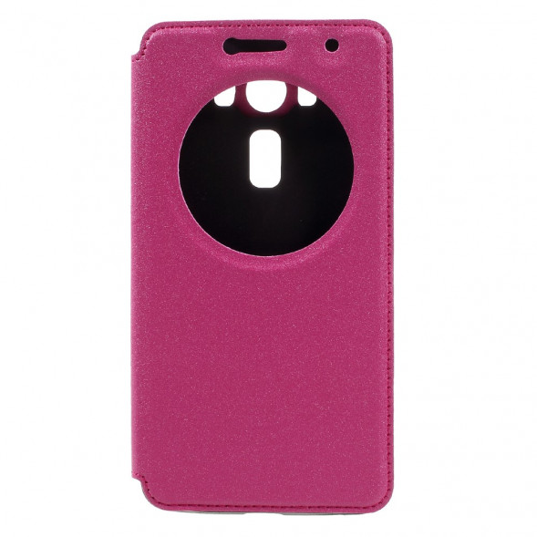 Песочный чехол с окном информации для ASUS ZenFone 3 Deluxe ZS550KL (Малиновый)