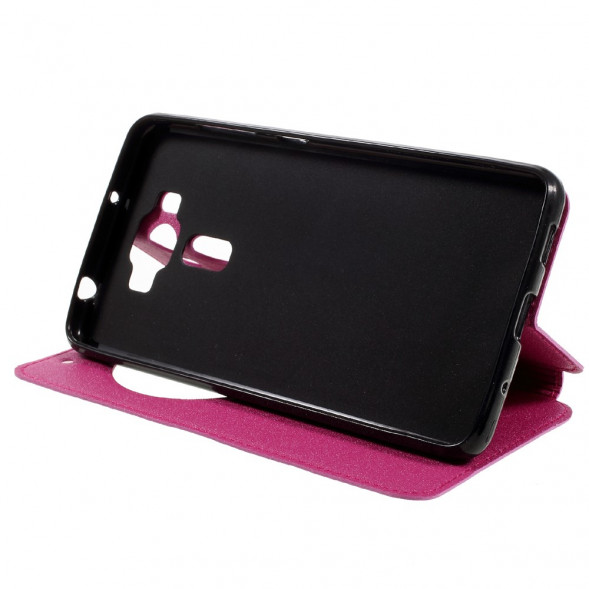 Песочный чехол с окном информации для ASUS ZenFone 3 Deluxe ZS550KL (Малиновый)