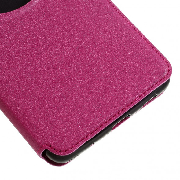 Песочный чехол с окном информации для ASUS ZenFone 3 Deluxe ZS550KL (Малиновый)