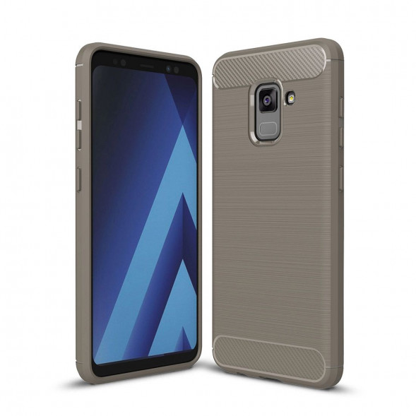 Чехол-накладка Carbon Fibre для Samsung Galaxy A5 (2018), A8 (2018) (серый)