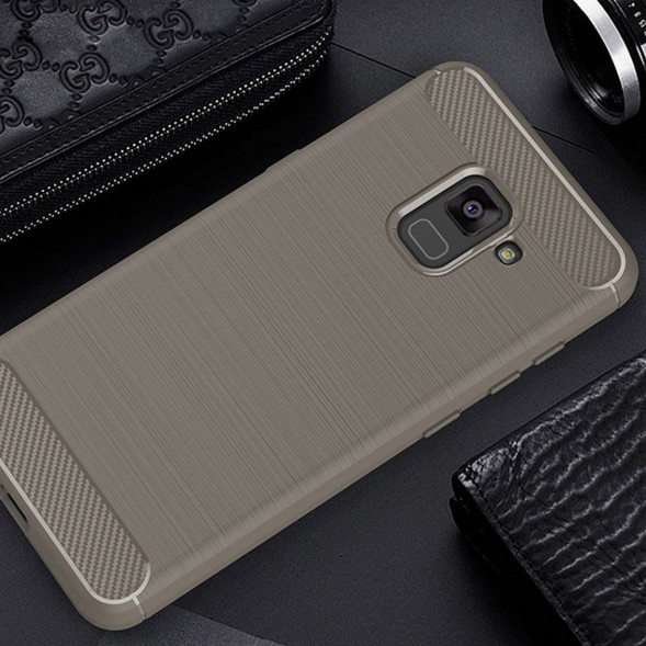 Чехол-накладка Carbon Fibre для Samsung Galaxy A5 (2018), A8 (2018) (серый)