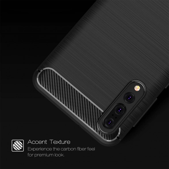 Чехол накладка Carbon Fibre для Huawei P20 Pro / P20 Plus (черный)