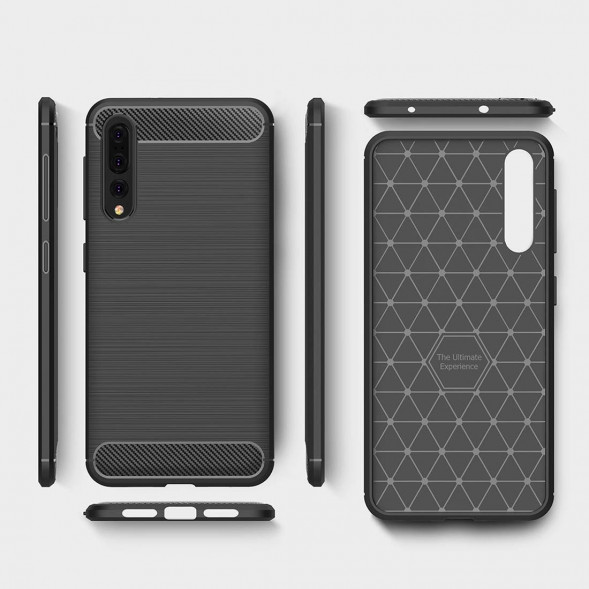 Чехол накладка Carbon Fibre для Huawei P20 Pro / P20 Plus (черный)